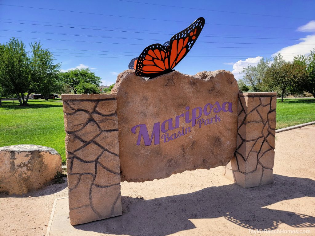 Mariposa Basin Park sign